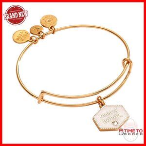 Expandable Wire Bangle Bracelet with Crystal Heart Charm